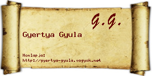 Gyertya Gyula névjegykártya